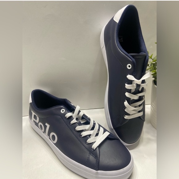 🥷🏿🥷🏿🥷🏿Polo Ralph Lauren Longwood Men's Leather Lace Up SneakersNavy 9.5